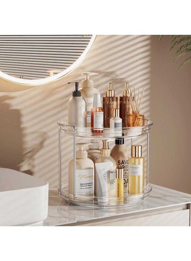 LAMU 2 Tier Lazy Susan Turntable Organizer 9.25'' Rotating Spice Rack Organization for Cabinet, Kitchen, Pantry, Countertop, Bathroom, Vanity, Medicine Cabinet Organizer, Clear - Image 5